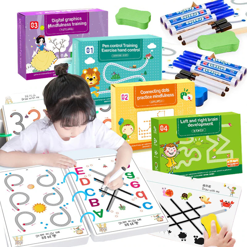 Children Montessori Drawing Toy Pen Control Training Color Shape Math Match Game Set Toddler Learning Activities Educational Toy