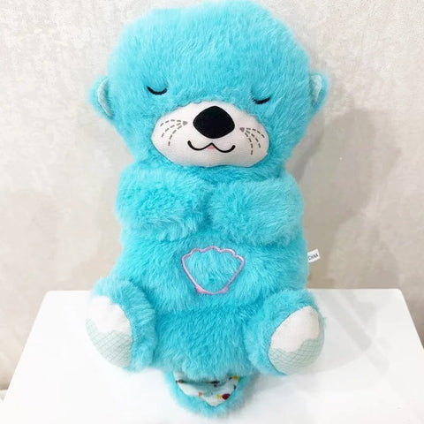 Baby Breathing Bear Baby Soothing Otter Plush Doll Toy Baby Kids Soothing Music Sleeping Companion Sound and Light Doll Toy Gift