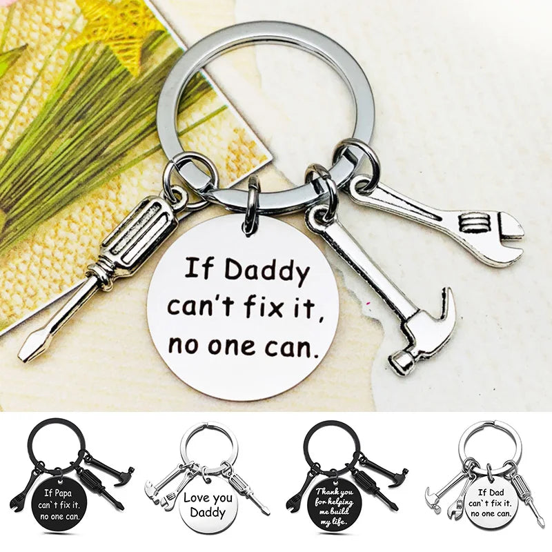 New Father'S Day Gifts Keychains Pendant Metal Dad Tool Hammer Screwdriver Wrench Key Chain Rings Keyrings Father Party Gift