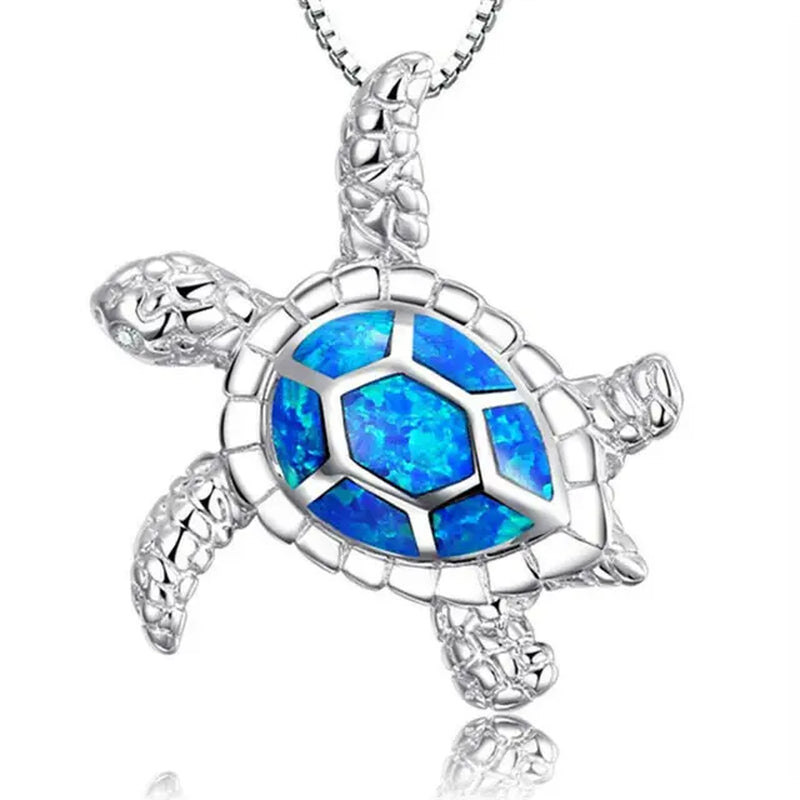 Boho Cute Animal Elephant Pendant Necklace for Women Girl Children Fashion Imitation Blue Opal Zircon Necklace Wedding Jewelry