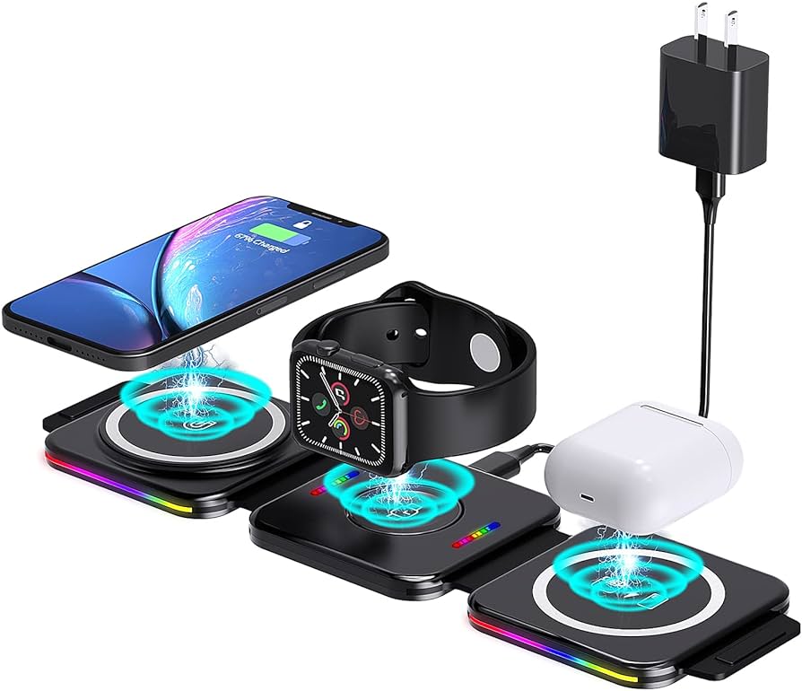 3 in 1 Magnetic Wireless Charger Pad  Foldable Stand