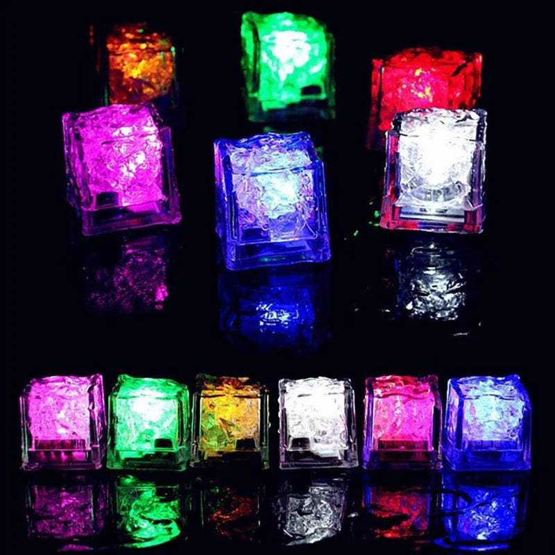 Waterproof Led Ice Cube Multi Color Flashing Glow in the Dark Light up for Bar Club Drinking Party Wine Decoration