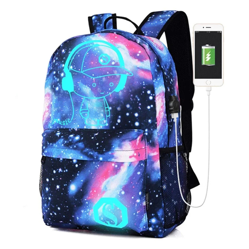 Luminous USB Backpacks for Men/Women Casual Anti-Theft Laptop Computer Backpacks for Boys/Girls Students School Daily Bakcpacks