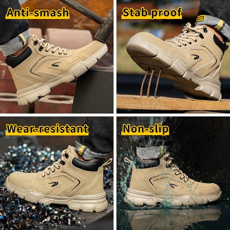 Work Safety Shoes Men Safety Boots Anti-Smash Anti-Stab Work Shoes Sneakers Steel Toe Shoes Male Work Boot Indestructible