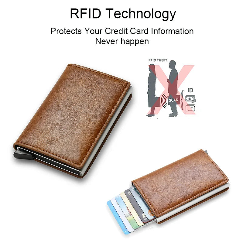 Rfid Credit Card Holder Men Wallets Bank Cardholder Case Small Leather Slim Thin Magic Mini Wallet Smart Minimalist Wallet 2023